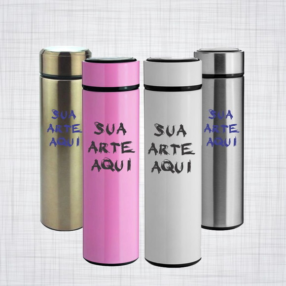 Garrafa Térmica Temperatura Led Infusor 450 Ml Personalizada