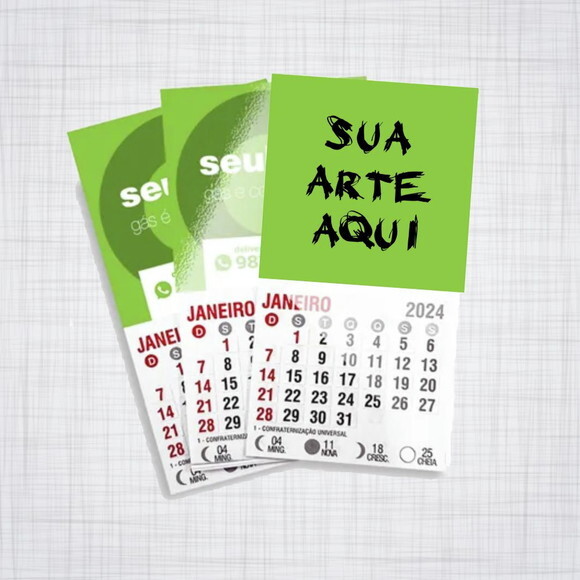 Kit 100 Imã Geladeira Bloco Calendário 5x5 cm Personalizado