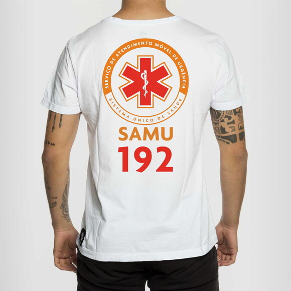 Kit 3 Camiseta Samu 192 Branca Estampa Frente e Costas