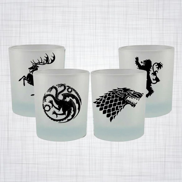 Kit 4 Copos De Vidro Whisky Game Of Thrones Stark Lannister