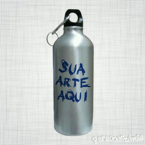 Kit 5 squeeze Alumínio Mosquetão Cromado Personalizado