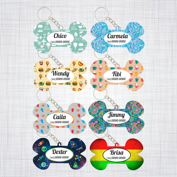 Kit 4 Pingente De Identificação Personalizado Metal P/ Pets