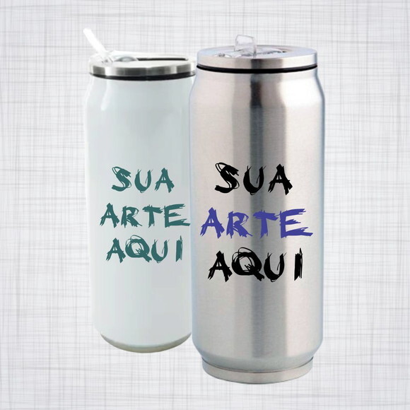 Lata térmica inox branca ou cromada personalizada 500 ml