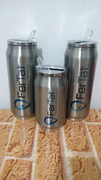 Lata térmica inox branca ou cromada personalizada 500 ml