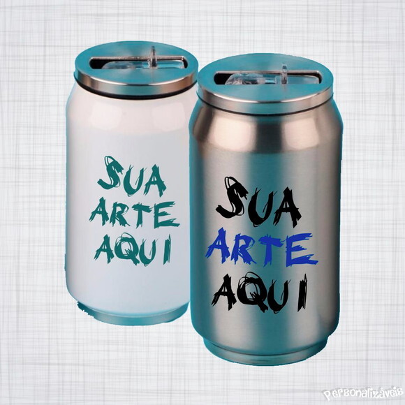 lata termica inox branca ou cromada personalizada 380 ml