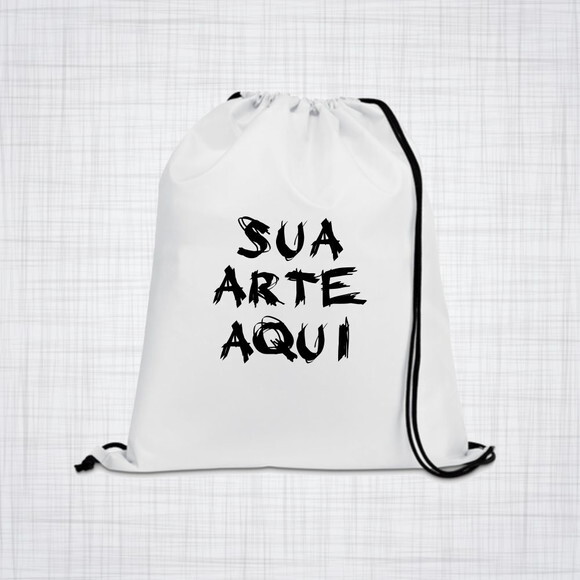 Mochila Bolsa Saco Branca Alça Preta 35x40 cm Personalizada
