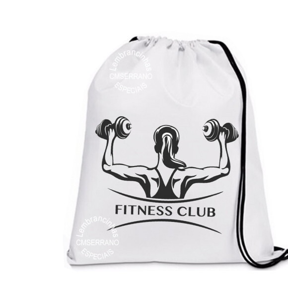 Mochila Bolsa Saco Branca Alça Preta 35x40 cm Personalizada