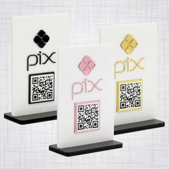 Placa Acrílico Qr Code Pix 10x15cm Base mdf Personalizada