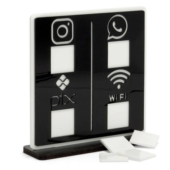 Placa Qr Code Pix Wifi Insta 15x15cm Base mdf Personalizada