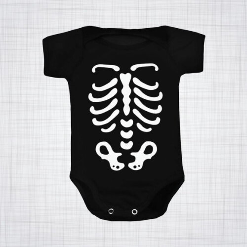 body de bebe infantil preto algodão esqueleto