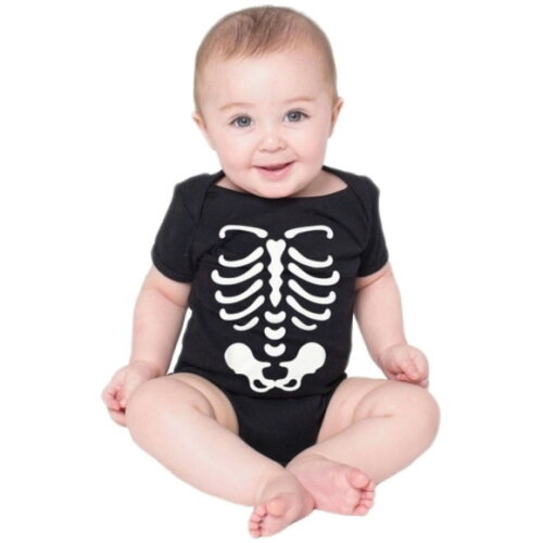 body de bebe infantil preto algodão esqueleto