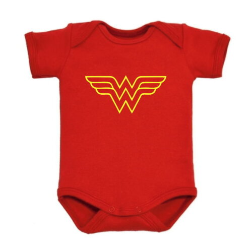 body de bebe infantil Vermelho algodão da Mulher Maravilha