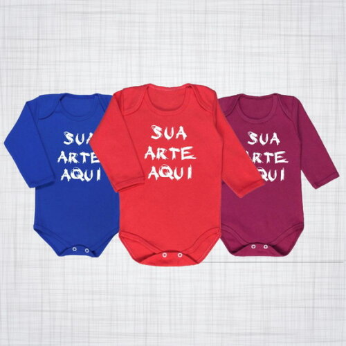 Body Infantil Bebe colorido Manga Longa Personalizado