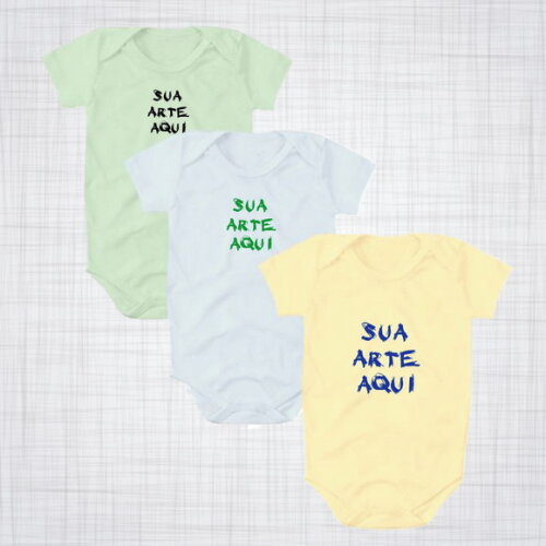 Body Infantil Bebe cores claras Manga Curta Personalizado