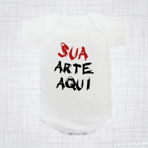 Body Infantil Bebe Manga Curta Branco Personalizado