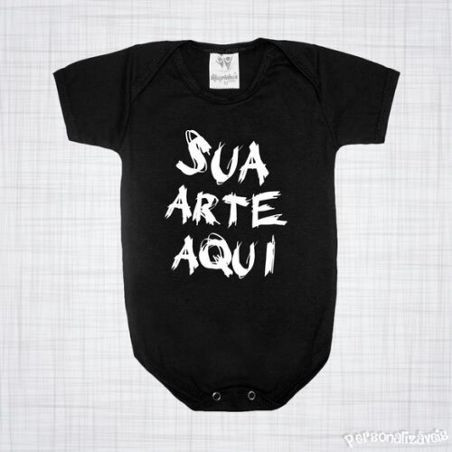 Body Infantil Bebe Preto Manga Curta Personalizado