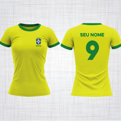 Camiseta Babylook Seleção Copa do Mundo Personalizada