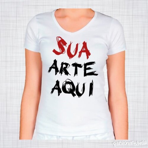 Camiseta Feminina Poliester Baby Look Branca Personalizada