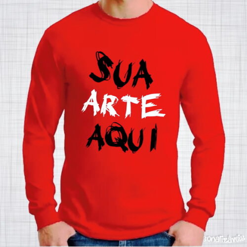 Camiseta Manga Longa Branca ou Colorida Personalizada