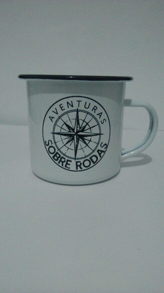 caneca aço esmaltado borda preta 350 ml personalizada