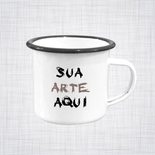 caneca aço esmaltado borda preta 350 ml personalizada