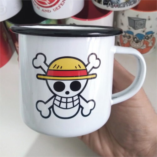 caneca aço esmaltado borda preta 350 ml personalizada