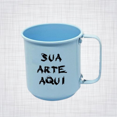caneca aluminio azul claro personalizada 400 ml
