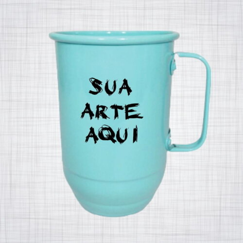 caneca aluminio azul claro personalizada 600 ml