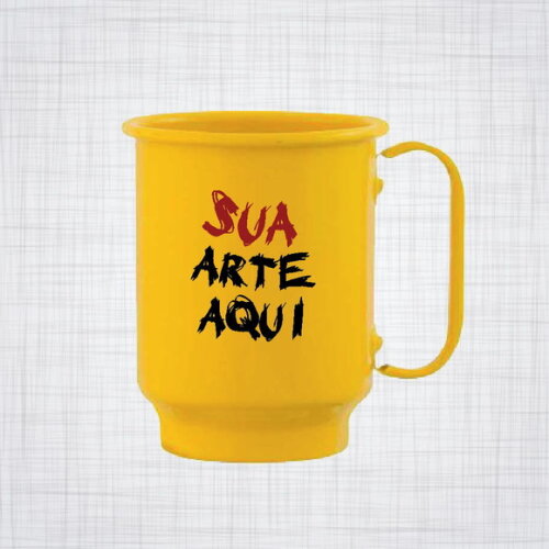 caneca aluminio amarela personalizada 400 ml