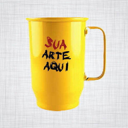 caneca aluminio amarela personalizada 600 ml