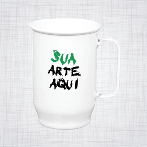 caneca aluminio branca personalizada 600 ml