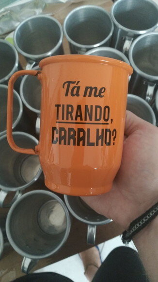 caneca aluminio laranja personalizada 600 ml