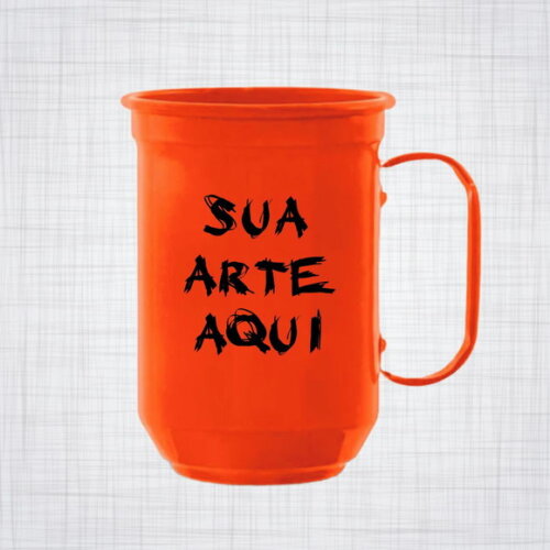 caneca aluminio laranja personalizada 600 ml