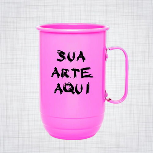 caneca aluminio rosa personalizada 600 ml