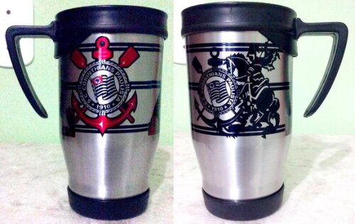 Caneca Aluminio Semi Térmica 400 Ml Com Tampa Personalizada