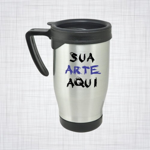 Caneca Aluminio Semi Térmica 400 Ml Com Tampa Personalizada