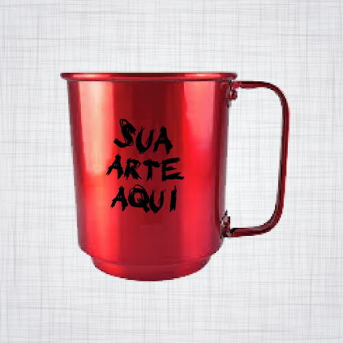 caneca aluminio vermelha personalizada 400 ml