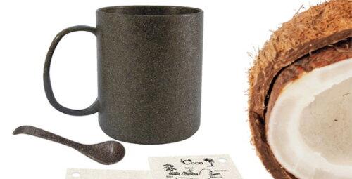 Caneca Ecológica Fibra de Coco com Colher Lisa 350 ml