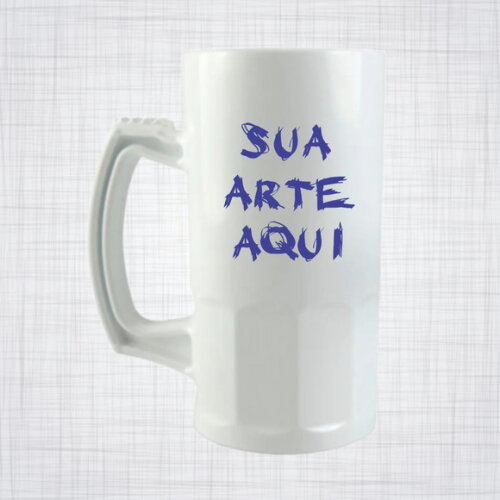 Caneca Chopp plástico polímero branco Personalizada 500 Ml