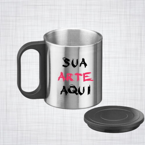 Caneca Inox Alça e Tampa de Plástico Personalizada 180 ml