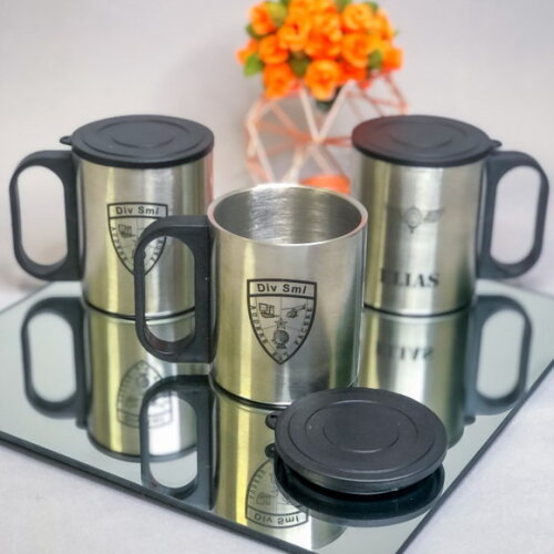 Caneca Inox Alça e Tampa de Plástico Personalizada 180 ml