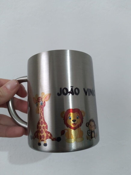 caneca inox cromada personalizada 300 ml