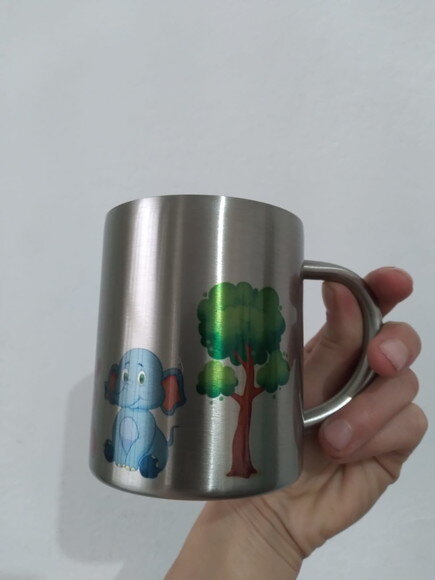 caneca inox cromada personalizada 300 ml