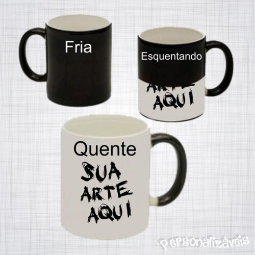Caneca Magica Porcelana Preta Personalizada