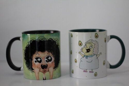 Caneca Porcelana Alça e interior Coloridos Personalizada