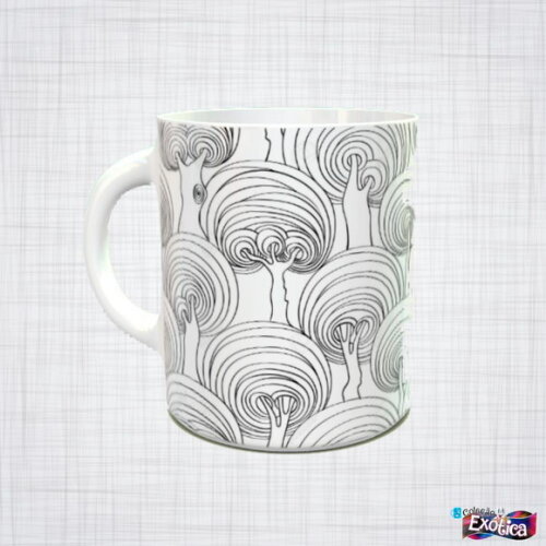 Caneca porcelana árvore psicodelica