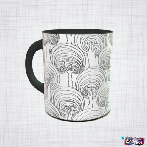 Caneca porcelana árvore psicodelica