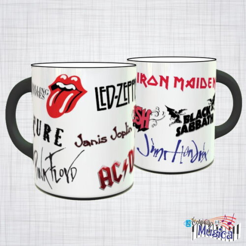 Caneca Porcelana Bandas De Rock