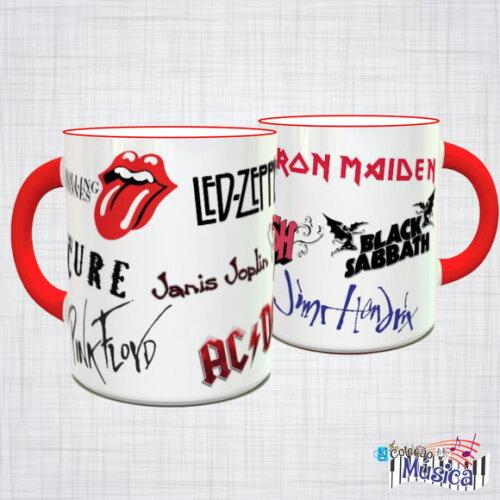 Caneca Porcelana Bandas De Rock