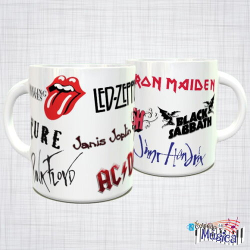 Caneca Porcelana Bandas De Rock
